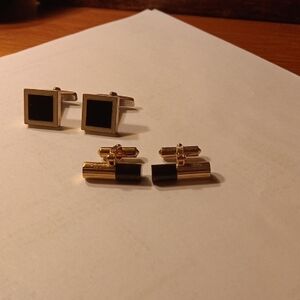 Vintage Bundle Of Cufflinks.Silver and Onyx And Gold And Onyx.Great Condition